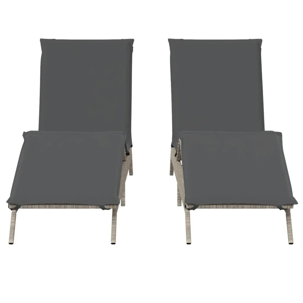 Lettino Prendisole 2 pz con Cuscini Grigio Chiaro in Polyrattan 3261583