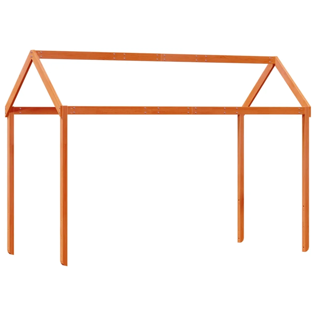 Letto a Castello con Tetto Marrone Cera 75x190 cm Massello Pino
