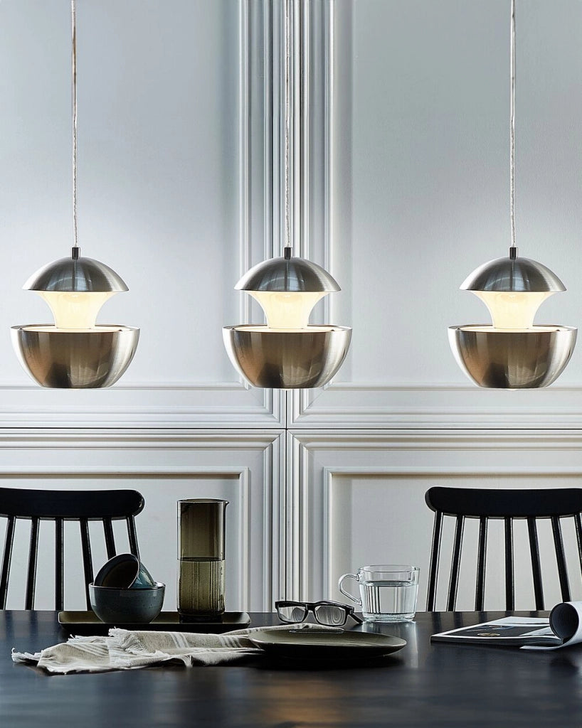 Lampada a Sospensione Argento Metallo Bianco Interno Design Moderno Sospensione Cucina Illuminazione