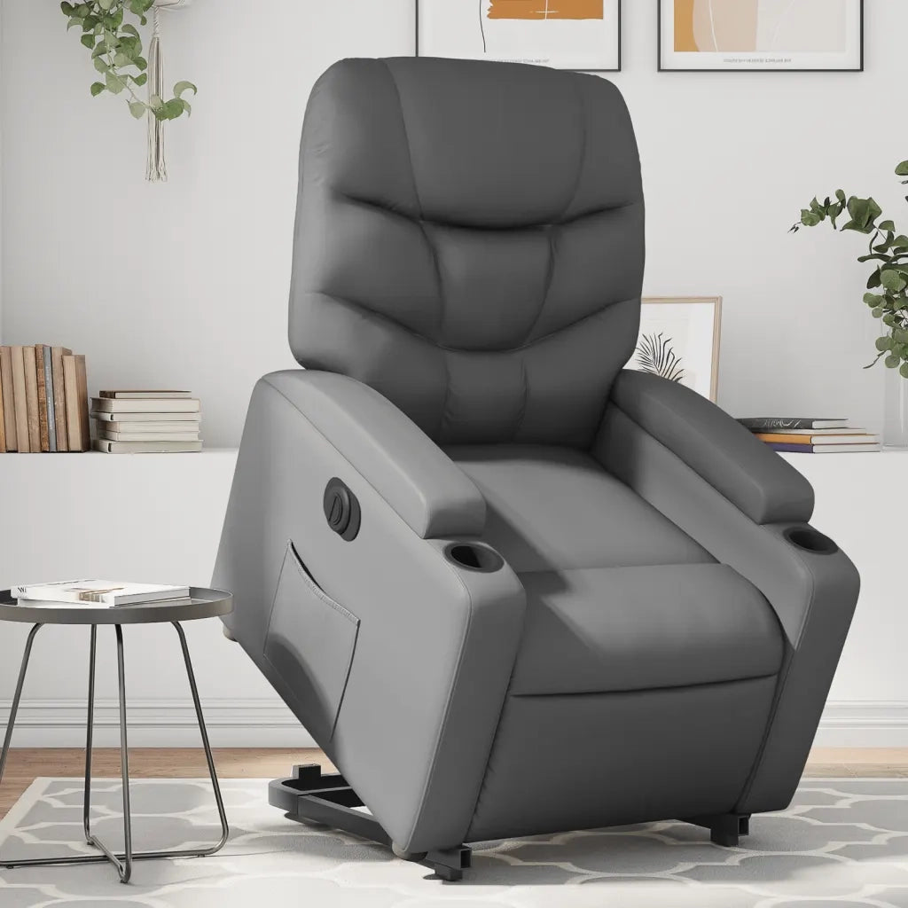 Poltrona Alzapersona Reclinabile Grigio in Similpelle 3204675