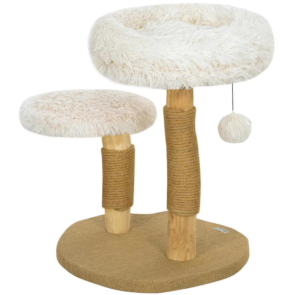 Albero tiragraffi per gatti con letto e piattaforma ¨C zephmum ¨C bianco 61.5 cm