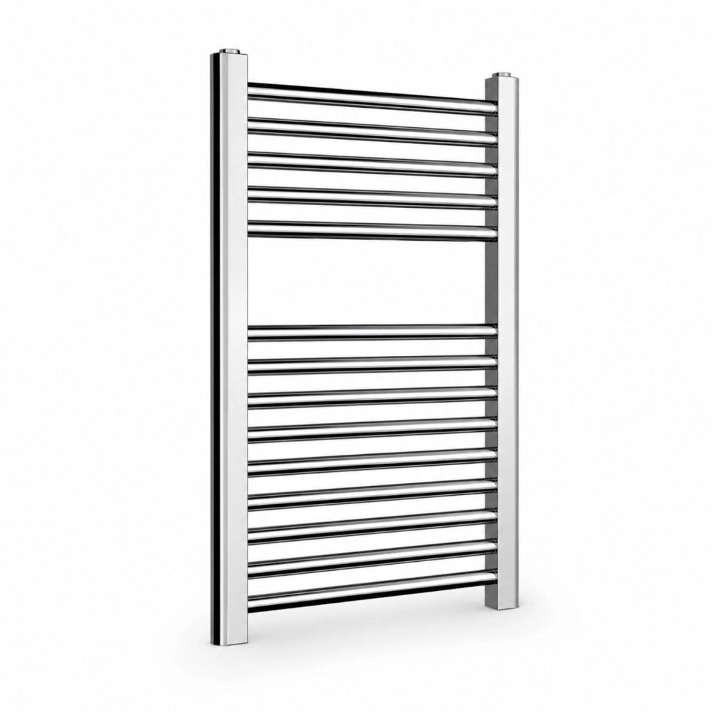 Termoarredo bagno cromato in acciaio per scaldasalviette a muro *** misure h680xl600xi550 14 tubi, pezzi 1
