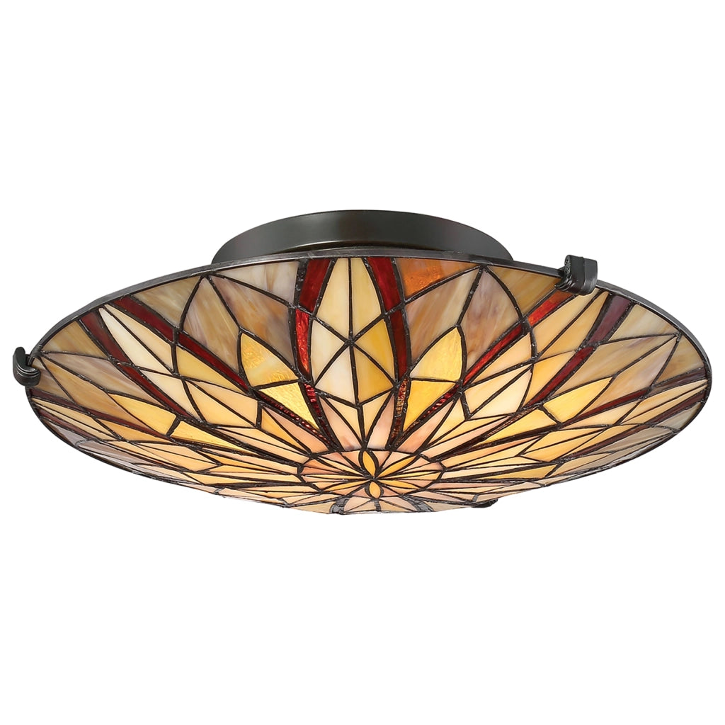 Lampada a Soffitto Tiffany Victory Vetro Bronzo Valiant 2 Luci E27