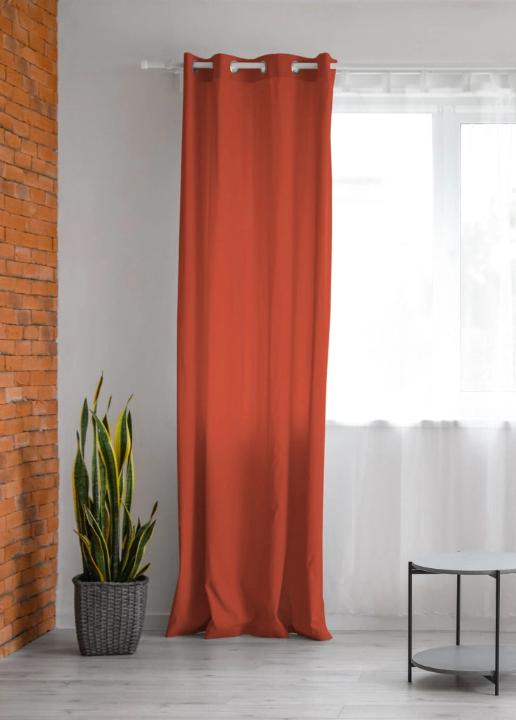 Tenda Semioscurante 140 x 290 Cm Moderne Con Occhielli  Terracotta - 2 Tende