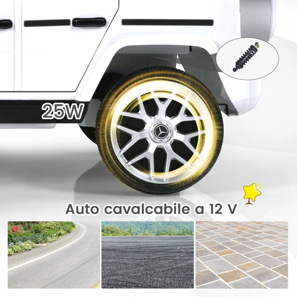 Macchina Elettrica per Bambini 12 V Mercedes Benz, Veicolo Elettrico a 2 Porte con MP3,con Telecomando,Carico 12,5kg, con Clacson,luci a LED e Cintura di Sicurezza, per 3 a 8 Anni (Bianco)