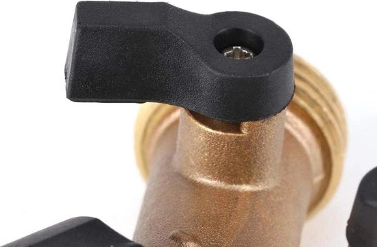 Connessione Y a doppia uscita per tubi da giardino - connettore Y per tubi 3/4 pollici - connettore Y in rame per irrigazione da giardino - splitter a doppia uscita per tubi in rame - valvola di adattamento per irrigazione da giardino.