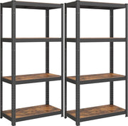 Set di 2 Librerie da Soglia con Scomparti Regolabili - 4 Scomparti, 160 cm Alto, Stile Vintage Moka