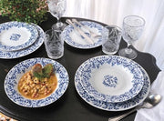 Servizio da tavola per 6 persone in porcellana blu e bianco - 18 pezzi, manufatto italiano, set da tavola per 6 persone