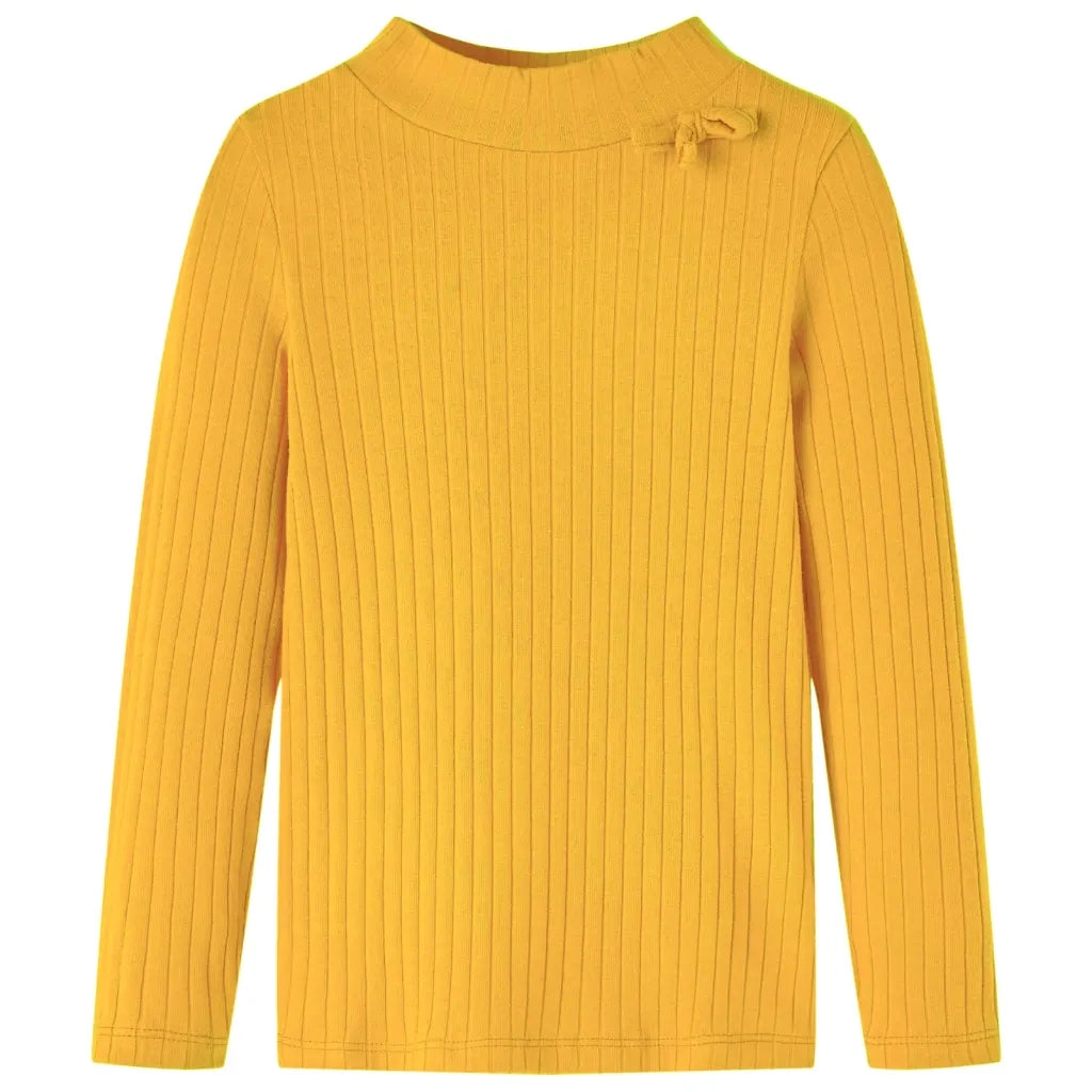 Maglietta da Bambina a Maniche Lunghe a Costine Ocra Scuro 92cod mxl 132073