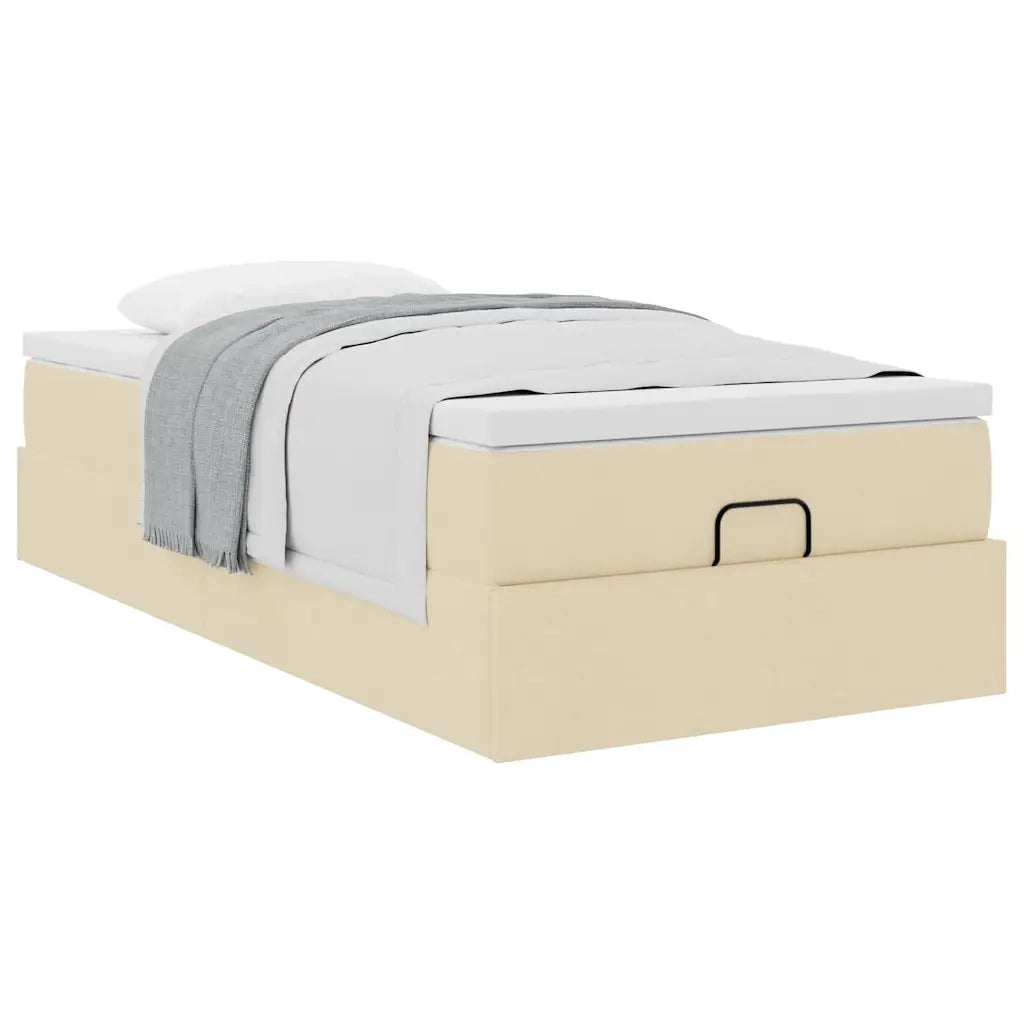 Struttura Letto Pouf con Materasso Crema 80x200 cm in Tessuto 3311069