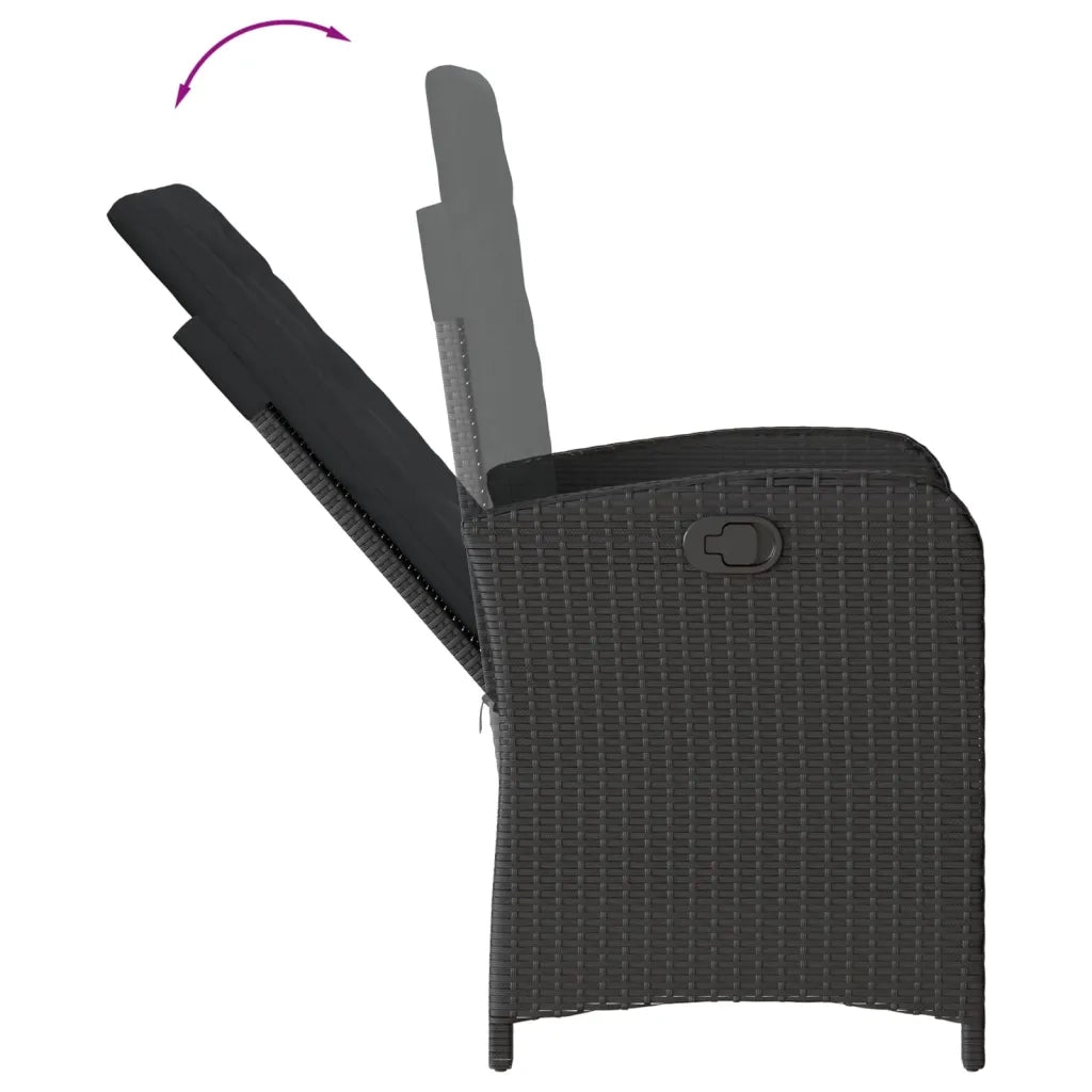 Set da Pranzo da Giardino 7 pz Nero con Cuscini in Polyrattan 3212251