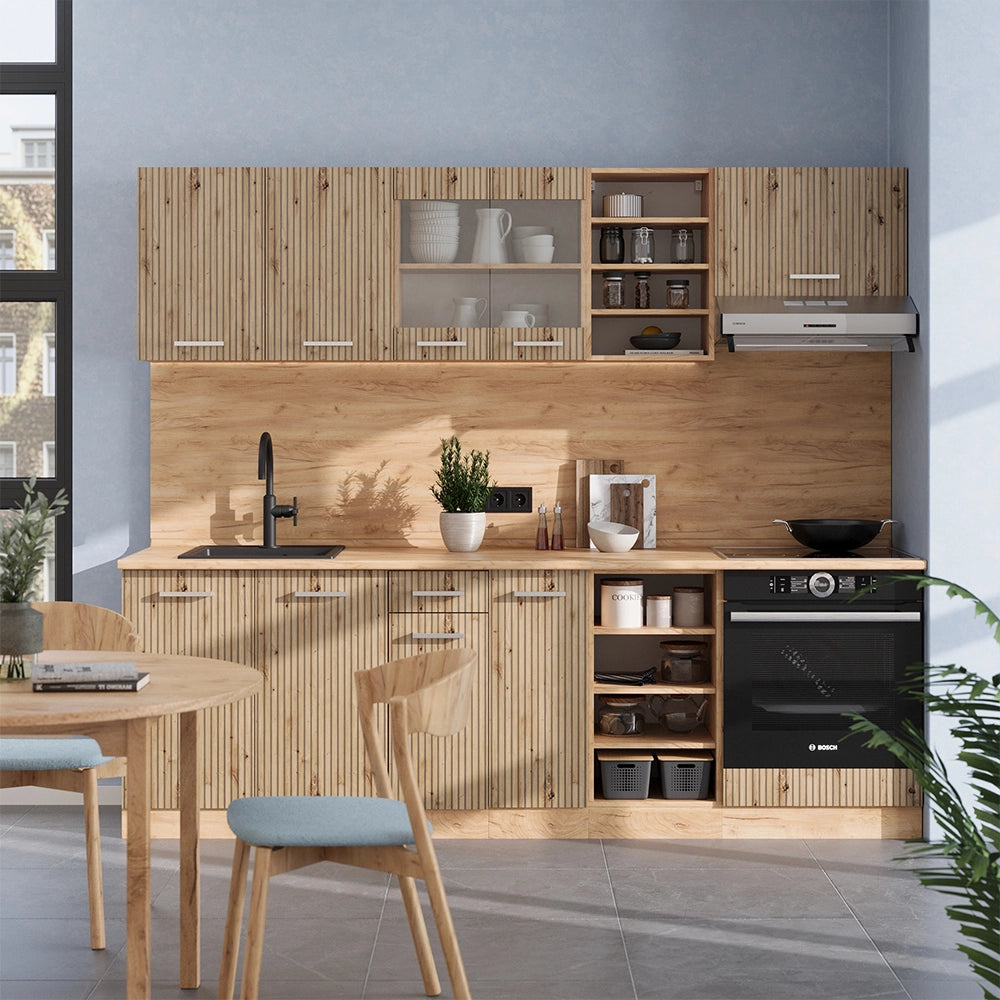 Vicco Cucina componibile Rovere artigianale/rovere Goldkraft 240 cm , PL Marmo