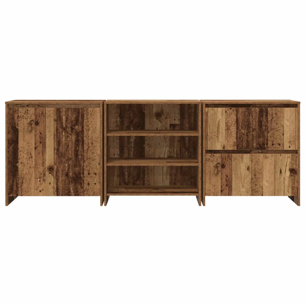 Credenza 3 pz | Madia | Buffet da pranzo | Armadio da pranzo Legno vecchio 70 x 41 x 75 cm Legno multistrato