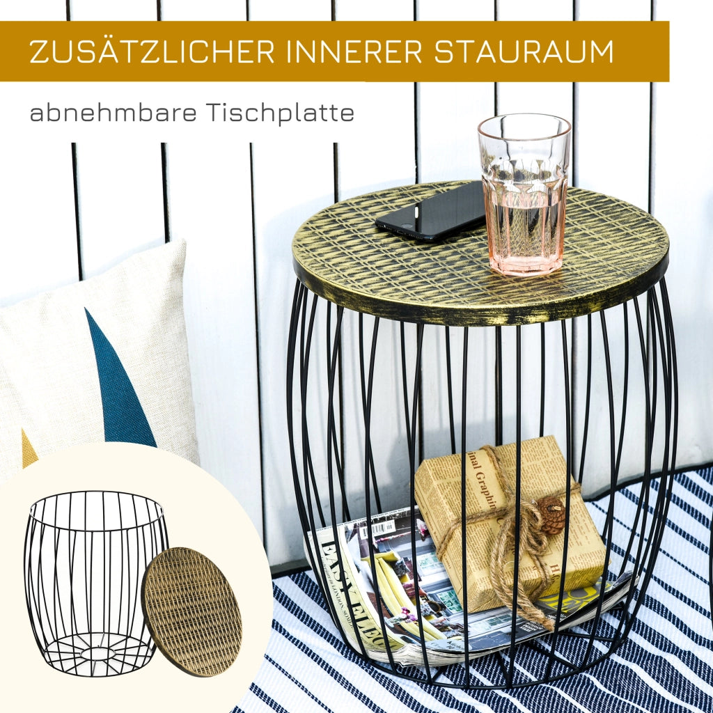 Set di 3 tavolini da caff¨¨ retr¨° ¨C zephmum ¨C metallo nero naturale 3 dimensioni