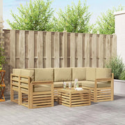 Set di divani da esterno 7 pcs Bianco e Beige Poliestere