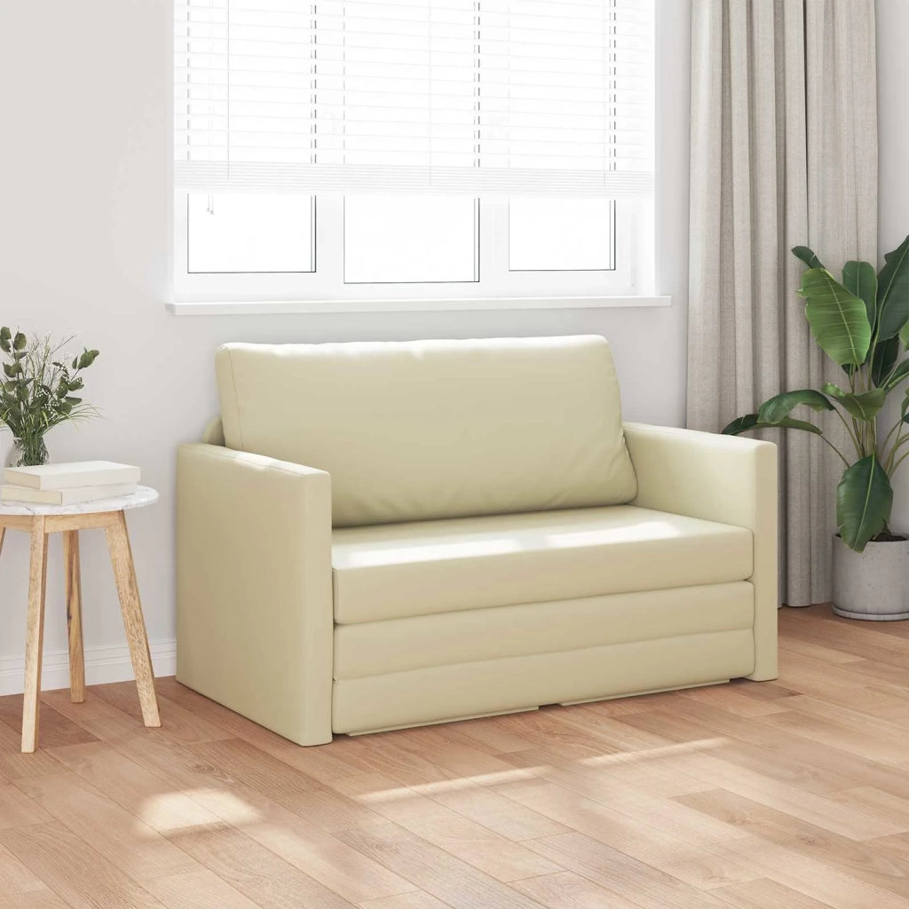 Divano letto Crema 124 x 71 x 78 cm Pelle Artificiale 4106709