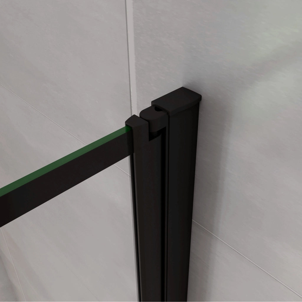 Parete Vasca Doccia 80xh.140cm Sopravasca Anta Girevole in Vetro Temperato 4 mm Trasparente con Bordo Nero Serigrafato