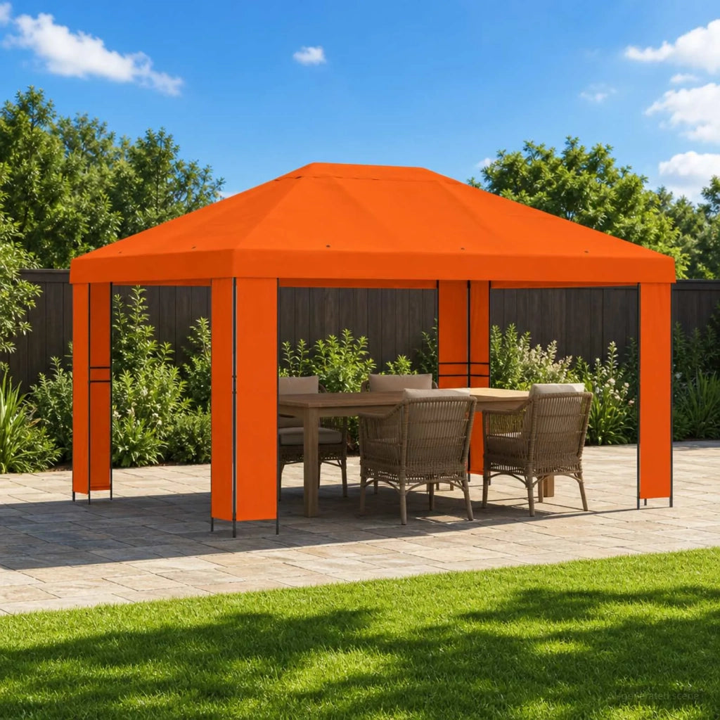 Gazebo | Pergolato 4 ¡Á 3 m Arancione Poliestere e Acciaio 190 gsm