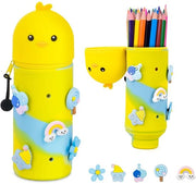 Etui siliconizzato morbido, 2-in-1 etui e penne, etui kawaii con cerniera per studenti, adolescenti, ragazze e ragazzi