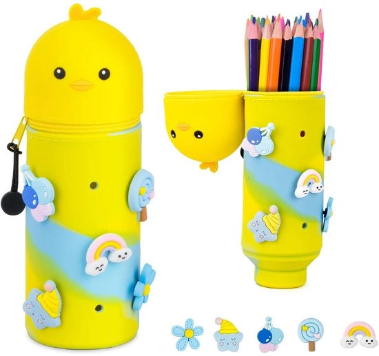 Etui siliconizzato morbido, 2-in-1 etui e penne, etui kawaii con cerniera per studenti, adolescenti, ragazze e ragazzi