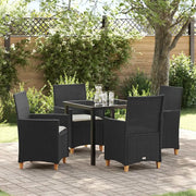 Set da Pranzo per Giardino 5 pcs Nero polyrattan 3381066