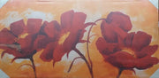 Quadro da Parete Dipinto Medio Fiori Rossi 60 x 120 cm