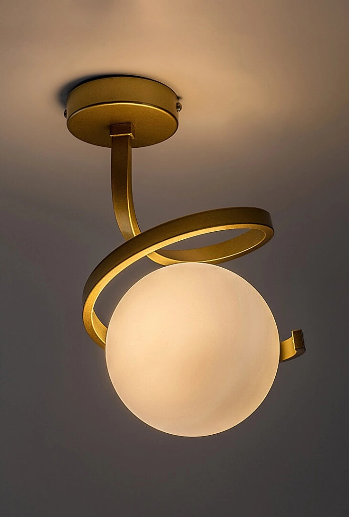 Plafoniera moderna Sarabi oro vetro bianco 1xE27 Rabalux