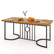 Tavolo da pranzo da 180cm per 6-8 persone-Tavolino da cucina rettangolare con struttura in metallo carico 135KG Marrone
