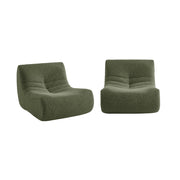 Divano modulare tessuto effetto alpaca, 2 posti, verde kaki