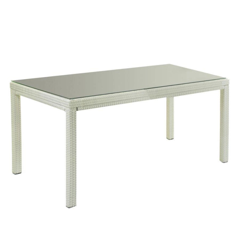 Tavolo polyrattan adila bianco ghiacciorettangolare cm 160x90h73