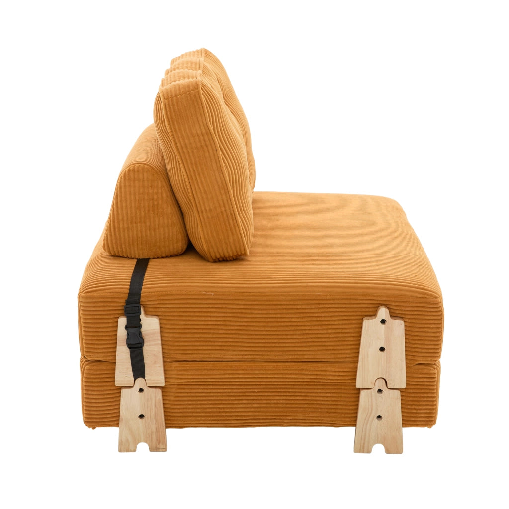 Divano letto singolo ¨C Minimal ¨C arancio corda gambe in legno