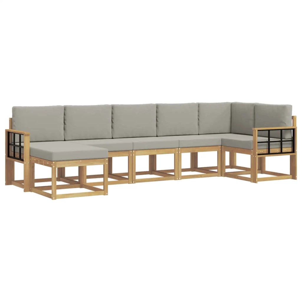 Set di divani da esterno 7 pcs Bianco e Grigio Chiaro 3387955