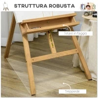 Cavalletto per Pittura Pieghevole in Faggio con Altezza e Angolazione Regolabile, 65x110x180-235 cm