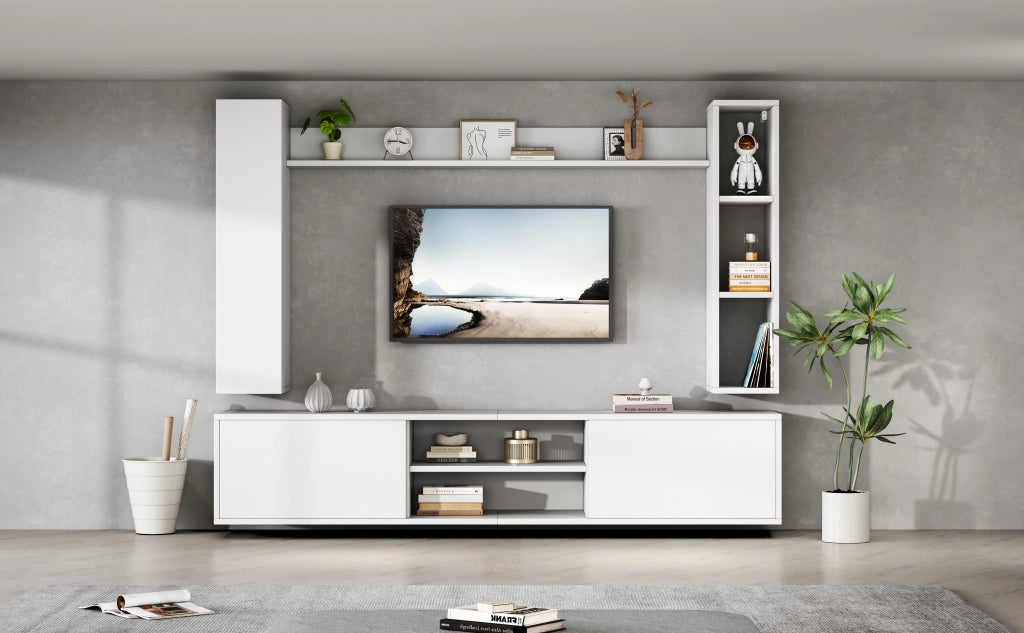 Cassettiera TV bianca in truciolato lunghezza 180 cm
