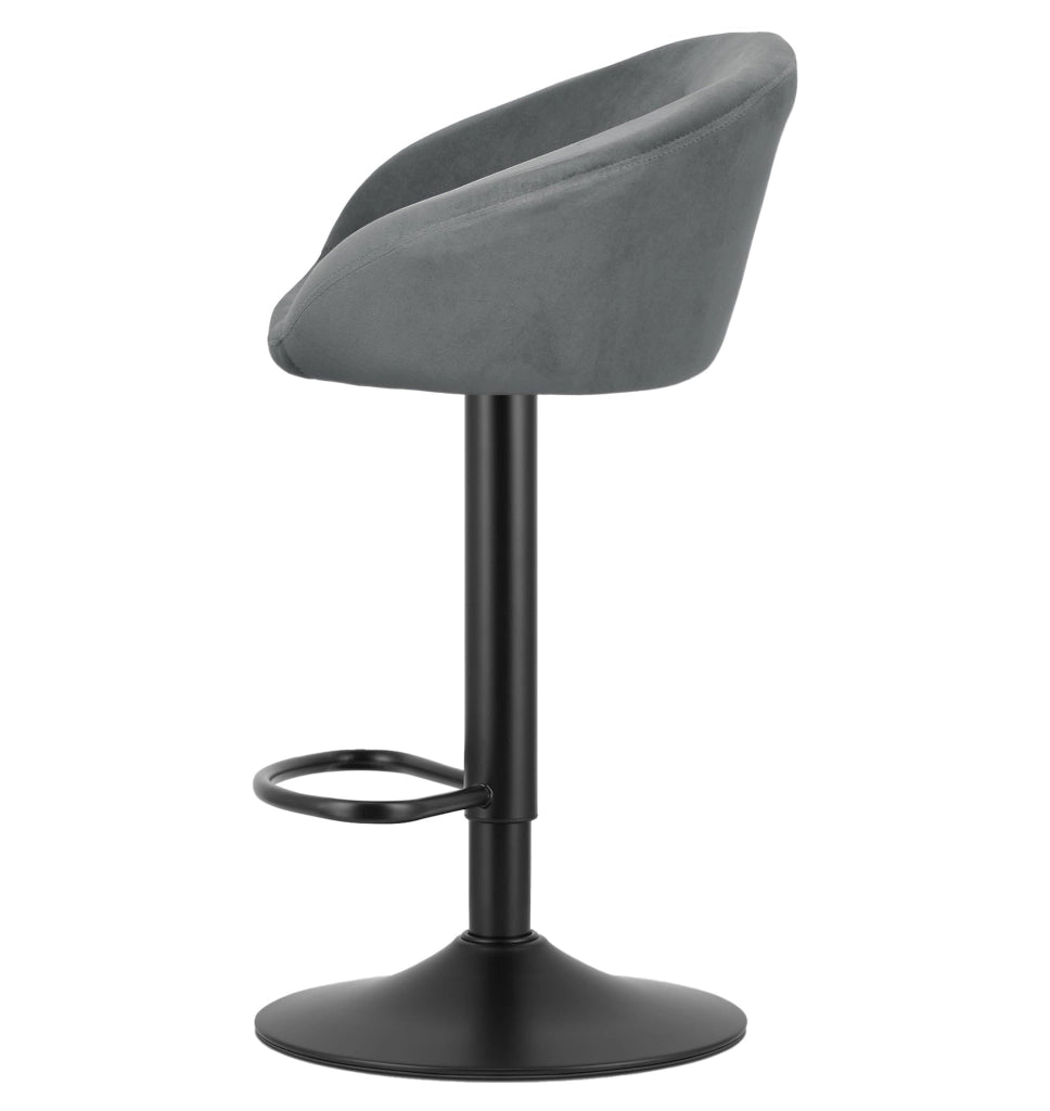 Sgabello VALORA EAST - velluto grigio / base nera per soggiorno, cucina, sala da pranzo