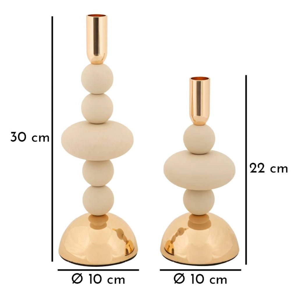 Aldan, Portacandela set da 2, Bianco Crema