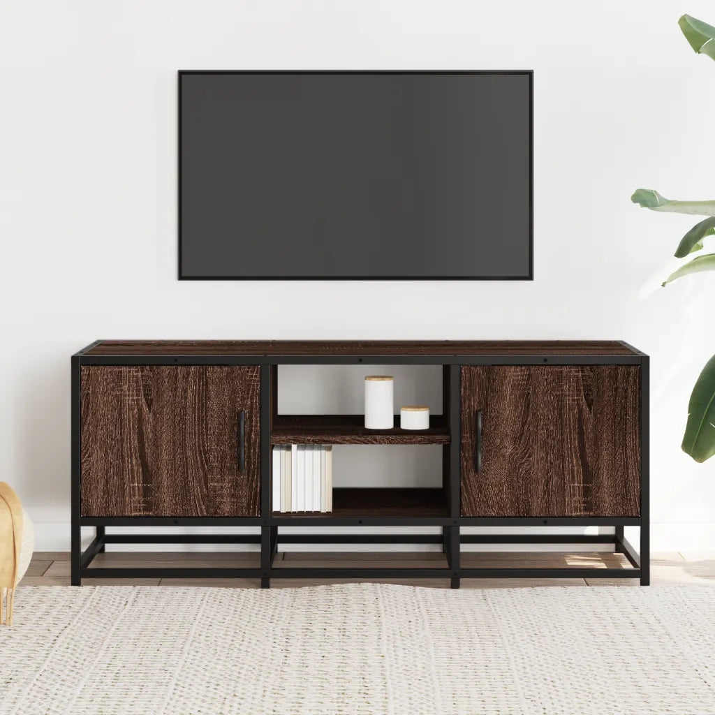 Mobile TV-Credenza per TV-Console TV Rovere Marrone 100x35x41 cm Legno Multistrato Metallo