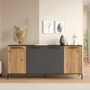 Madia Bratislava, Credenza 2 Ripiani, 160x40x72h cm Marrone Quercia