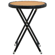 Tavolino da Giardino | Tavolino da T¨¨ Nero 60 cm in Polyrattan e Massello di Acacia