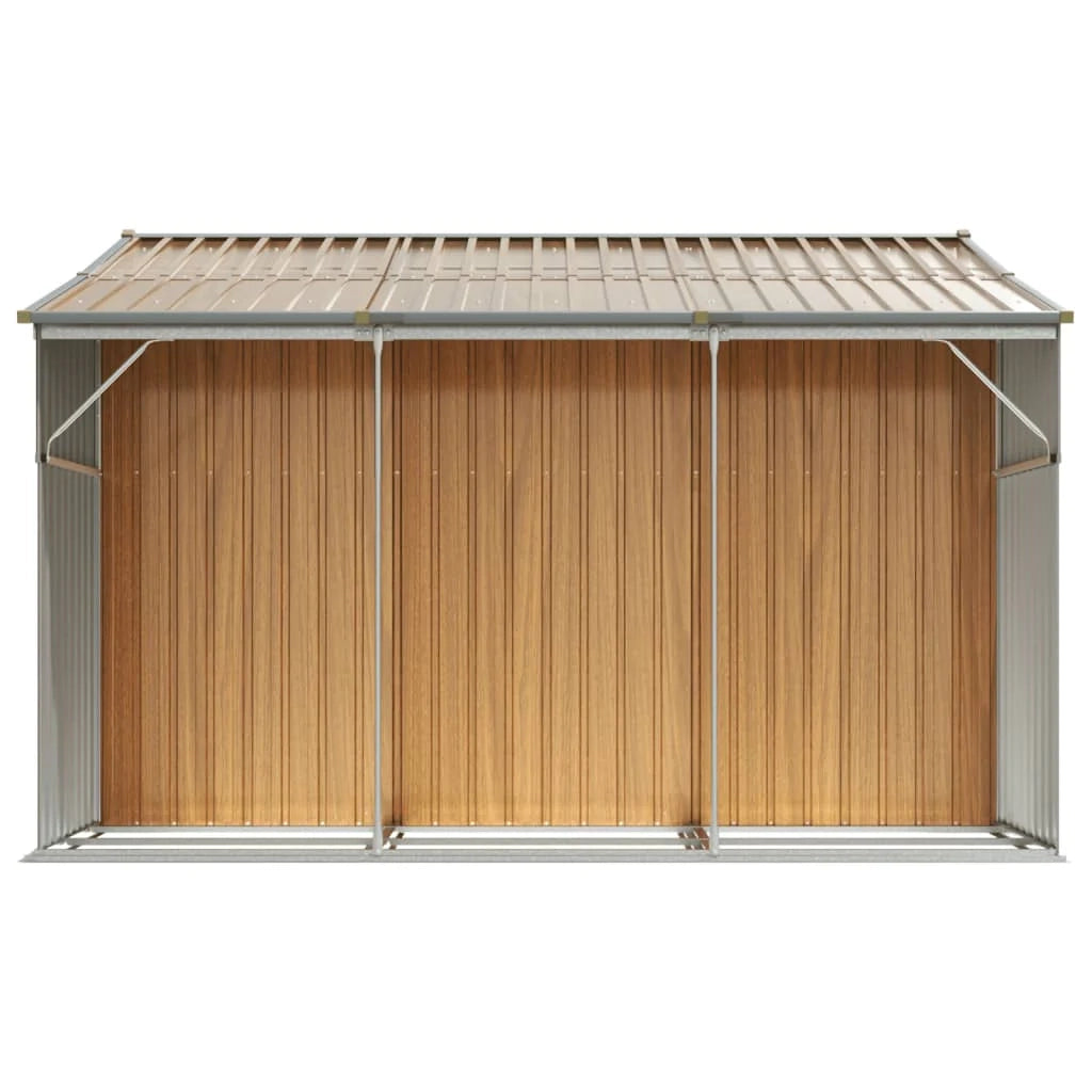 Casetta da giardino cabina ripostiglio capanno da esterno capanno per attrezzi robusta colore chiaro 277 x 279 x 179 cm acciaio zincato marrone 02_0022313