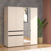 Armadio Camera da Letto Rifreddo, Guardaroba Grande 4 Ripiani, 182.5x210.5h cm Bianco Crema