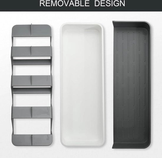 Organizzatore per utensili - organizzatore di plastica per le pentole, i cucchiai e le forchette - grigio
