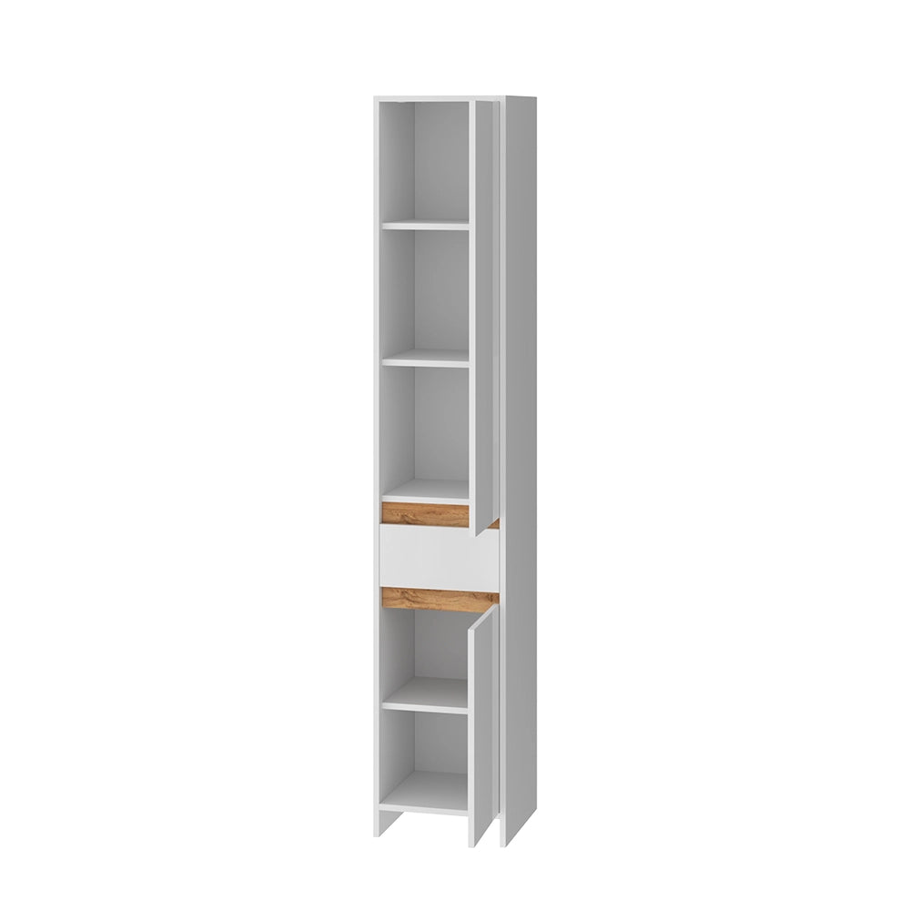 Vicco Mobiletto da bagno Bianco lucido/oro power oak 35 x 190 cm con 2 porte e un cassetto