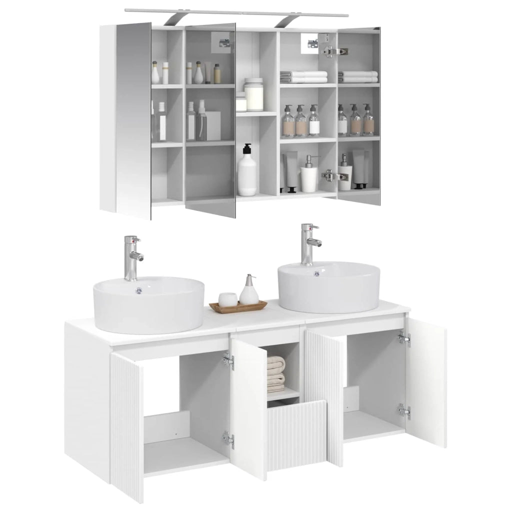 Set di Armadi da Bagno 4 pcs Bianco Legno ingegnerizzato 3406455