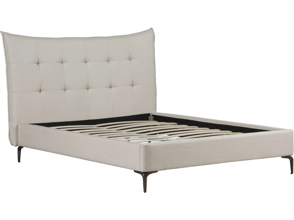 Letto matrimoniale in tessuto imbottito "Aspen" da 140 x 190 cm - Beige