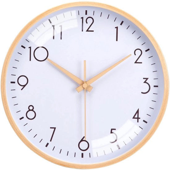 Orologio da Parete, non Tocante, in Legno Massello, Orologio di Casa Silenzioso su Batterie, Ronde, Orologio di precisione in Stile Scandinavo per Sala, Camera, Ufficio, 30x30cm/12 pollici