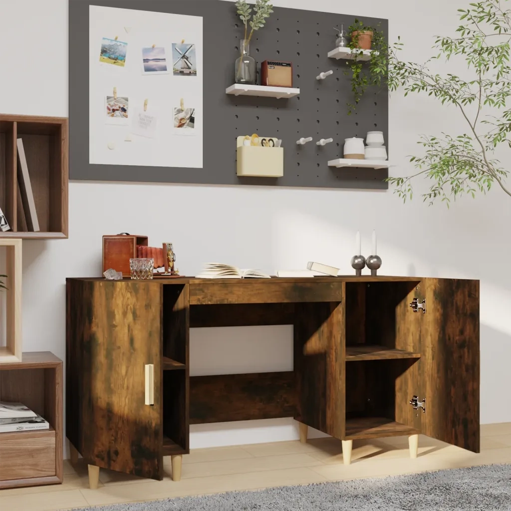 Scrivania Rovere Fumo 140x50x75 cm in Legno Multistrato cod mxl 69812