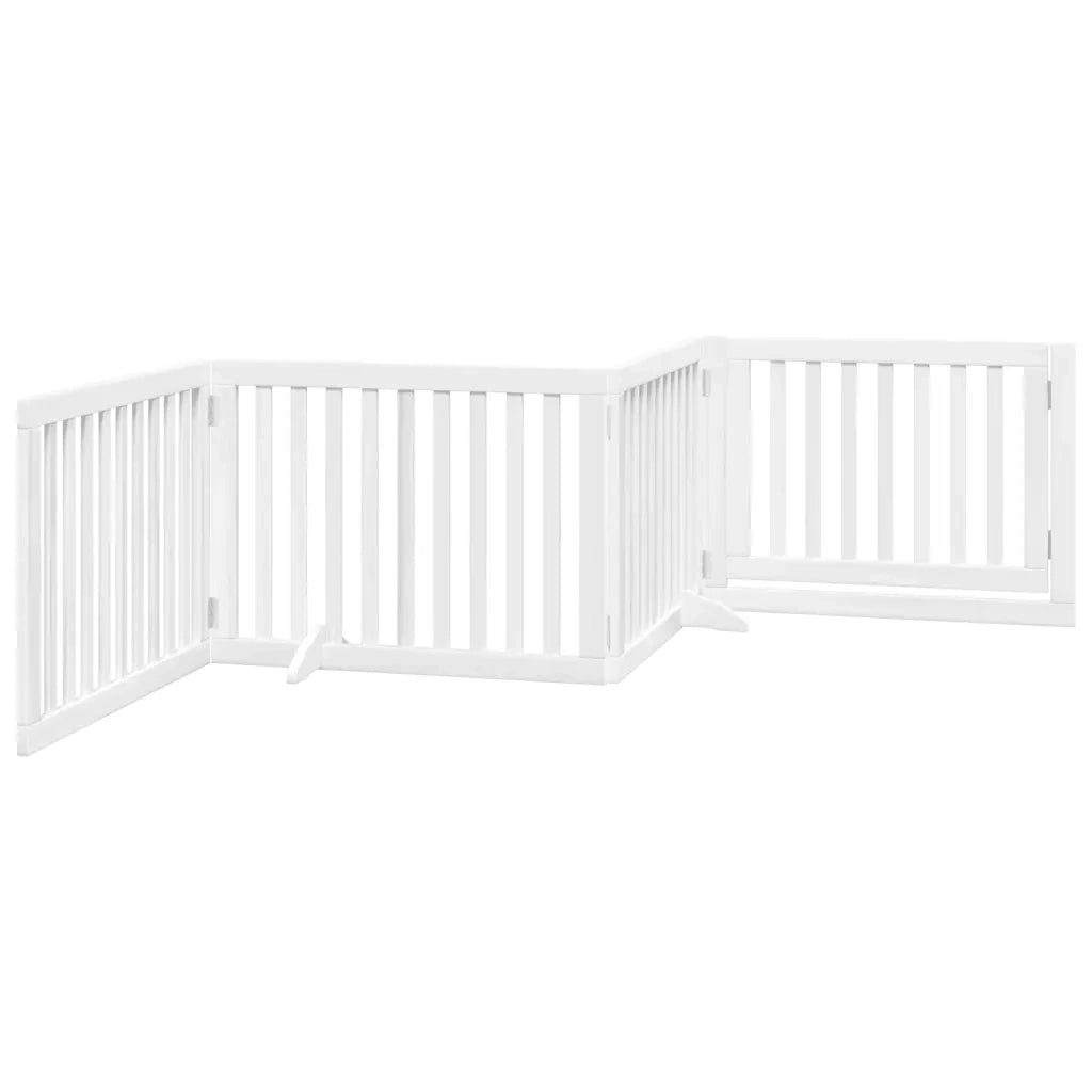 vidaXL Cancello Cani Porta Pieghevole Bianco 4 Pannelli 320 cm Pioppo