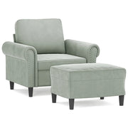 Poltrona | Sedia Relax con Poggiapiedi Grigio Chiaro 60 cm in Velluto