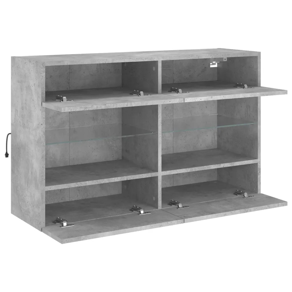 Mobile TV a Parete con Luci LED-Mobile TV a Muro Grigio Cemento 98,5x30x60,5 cm